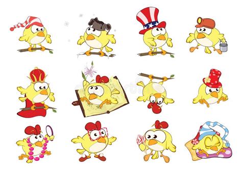 Set Of Cute Chickens In Different Poses For You Design Cartoon