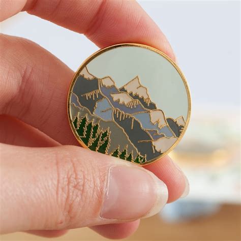 Mountains Enamel Pin Pin Badge Hard Enamel Pin Gold