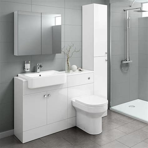 Combined Vanity Unit Bathroom Gloss White Suite Pan Btw Toilet Wc Basin