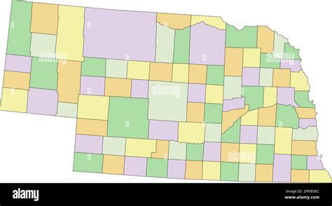 Nebraska Highly Detailed Editable Political Map Stock Vector Image