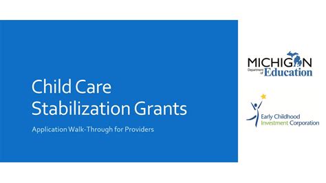 Michigan Child Care Stabilization Grant Application Walk Through In