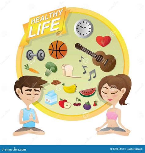 Boy And Girl Meditating With Healthy Lifestyle Concept Stock Vector