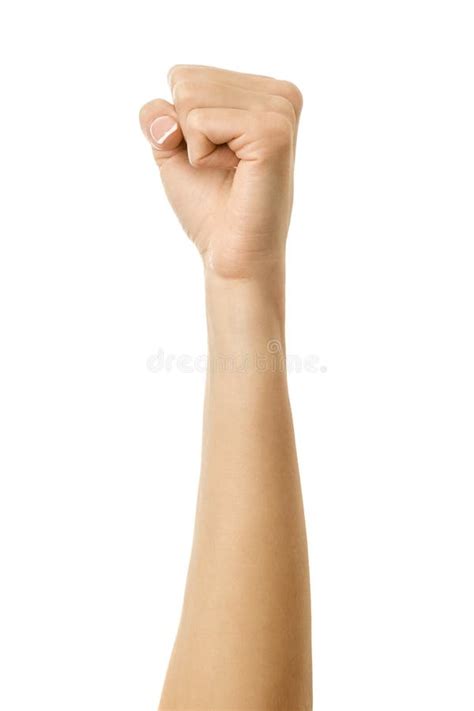 Hand Clenched In A Fist Woman Hand Gesturing Isolated On White Stock
