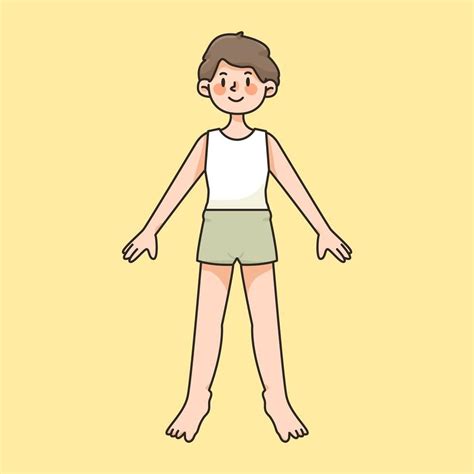 niño cuerpo anatomía dibujo lindo caricatura ilustración Cartoon