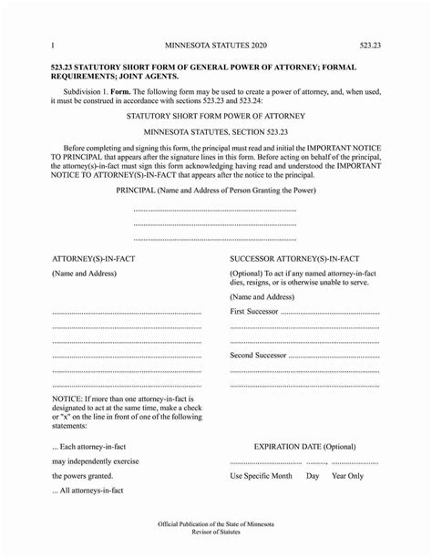 Power Of Attorney Form Free Print Out