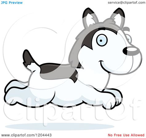 Cartoon Of A Cute Husky Puppy Dog Running Royalty Free