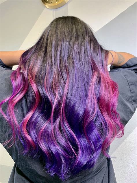 Purple And Pink Ombré Hair Color Pink Ombre Hair Pink Purple Hair