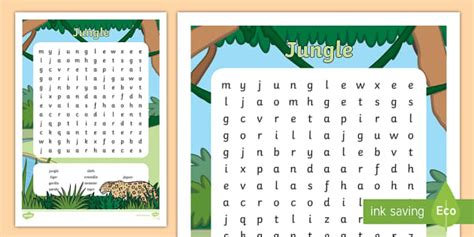 Free Jungle Word Search With Answers Primary Resources