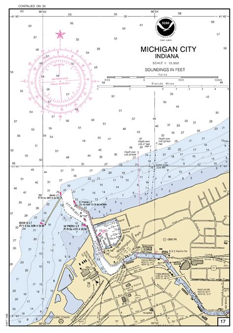 Michigan City Indiana 17 Right Panel Nautical Chart ΝΟΑΑ
