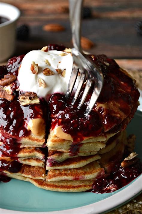 Gluten Free Blackberry Pancakes With Compote Breezy Bakes