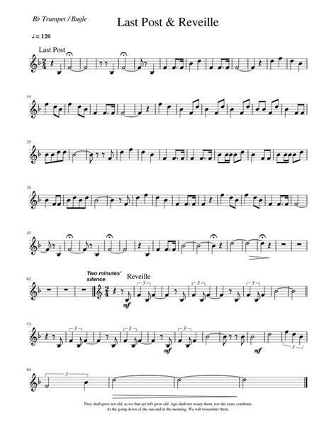 Last Post And Reveille Sheet Music For Trumpet In B Flat Solo