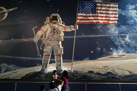 First Man On The Moon With Flag