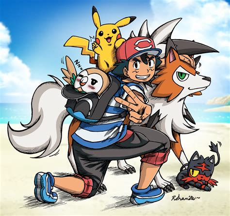 Ash Alola Team With Anime Background By Rohanite On Deviantart