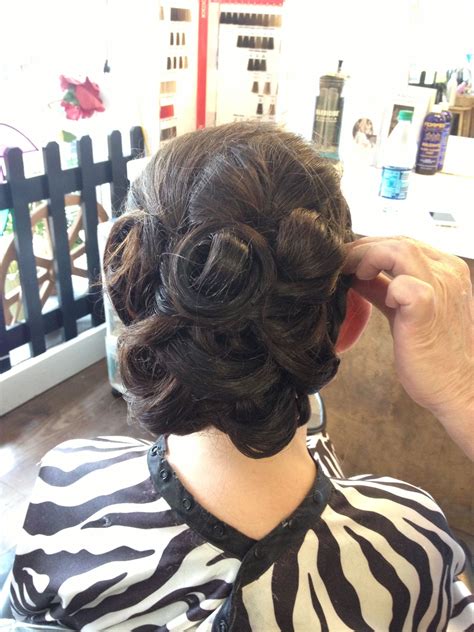 Hair For Wedding Low Updo With Pin Curls And Braid On Side