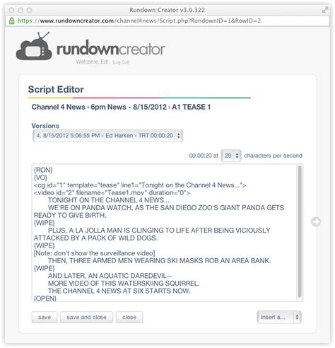 Script Formatting Rundown Creator Broadcast Television Rundown Software