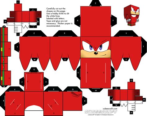 Cubeecraft Del Juego De Sonic De Sega Knuckles Manualidades A Raudales