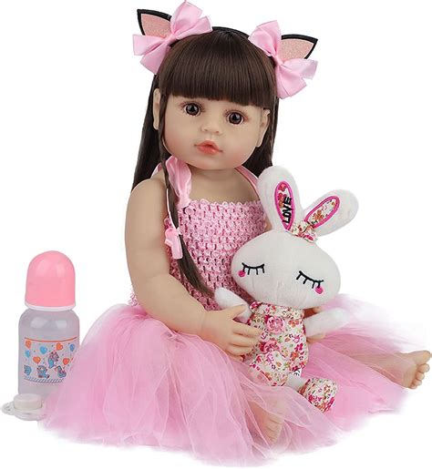 Jp 生まれ変わった人形の女の子、22インチのリアルな再生 手作りのリアルなリアルなシリコンドール、子供キッズギフトセット おもちゃ