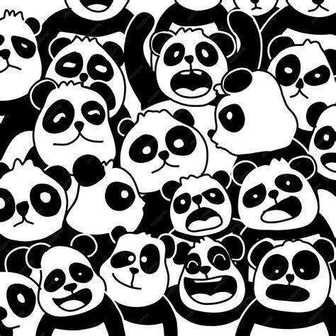 Premium Vector Hand Drawn Cute Comic Characters Pattern With Panda