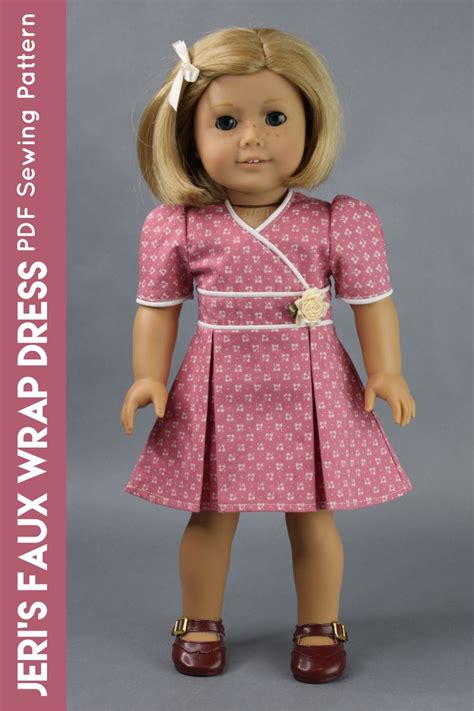 18 inch doll dress pattern 1940 s jeri s faux wrap etsy doll dress patterns 18 inch doll