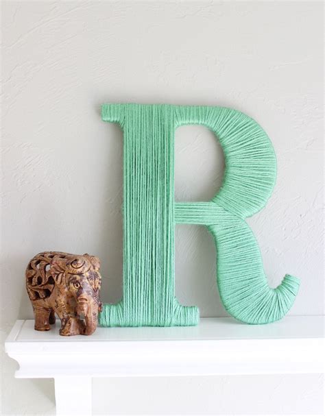 Green R Yarn Wrapped Letter Home Decor Baby Etsy Nursery Decor