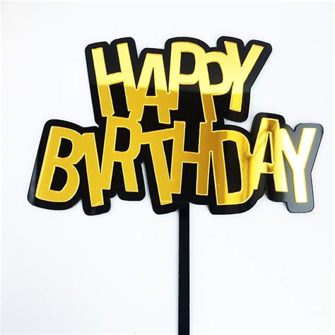 Happy Birthday Cake Toper Gold And Black Design Lazada Ph