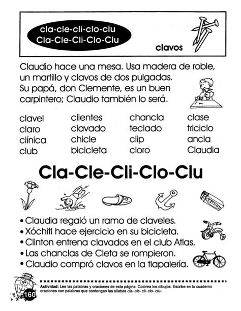 Palabras Con Cla Cle Cli Clo Clu 68a