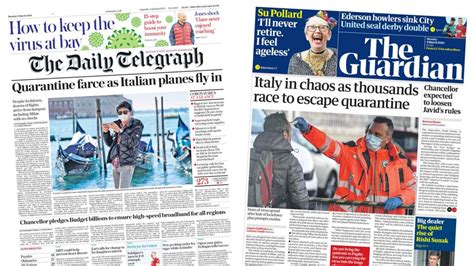 Newspaper Headlines Italy In Coronavirus Chaos And Quarantine Farce