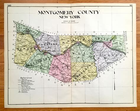 Antique Montgomery County New York 1912 New Century Atlas Map Etsy