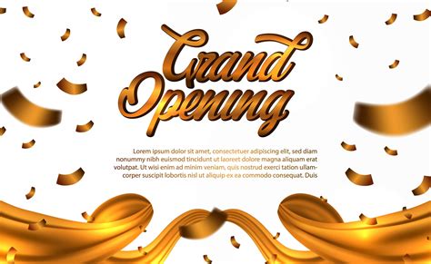 Grand Opening Golden Text With Gold Confetti 1750774 Vector Art At Vecteezy