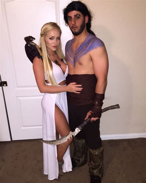 Not unlike the other ladies of game of thrones, khaleesi was outfitted in darker colors in season seven, a departure from her more vibrantly colored dresses from the seasons of yore. DIY Khaleesi and Khal Drogo inspired Halloween costume from Game of Thrones. Daenerys Targaryen ...