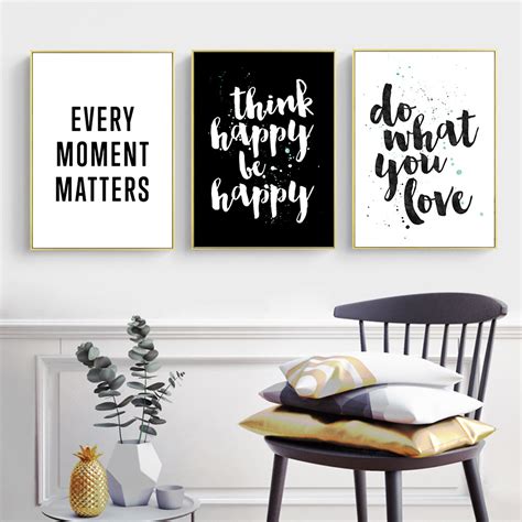 Create this great easy diy quote wall hanging you can recreate the easy way. Inspirational Quote Canvas Posters Black White Canvas Prints Nordic Wall Art Painting Wall ...