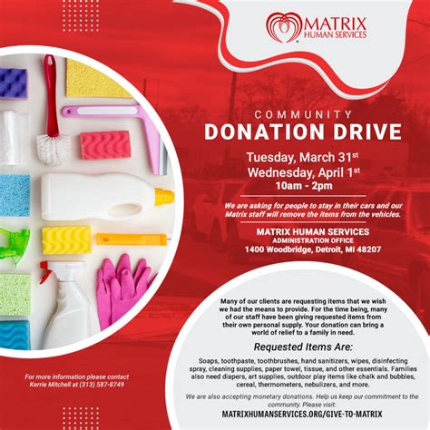 Donation Drive Matrix Human Services