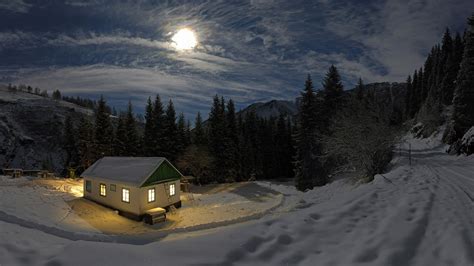 Nature Landscape Night Moon Moonlight Mountain