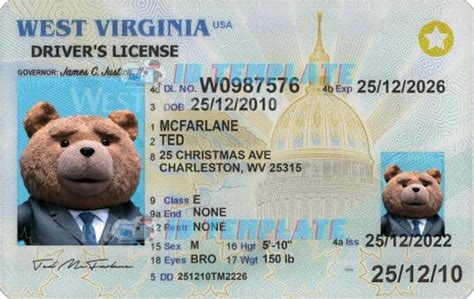 West Virginia Driving License Psd Template 1200dpi