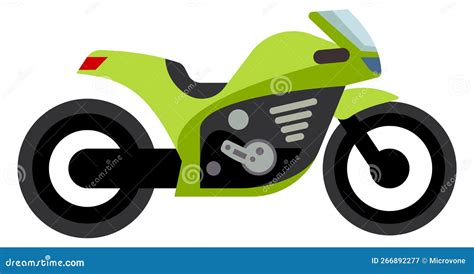 Cartoon Motorbike Side View Green Motorcycle Icon Stock Vector