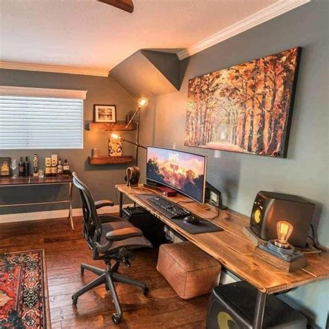 Desk In Living Room Home Interior