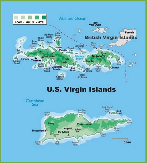 Us Virgin Islands Physical Map