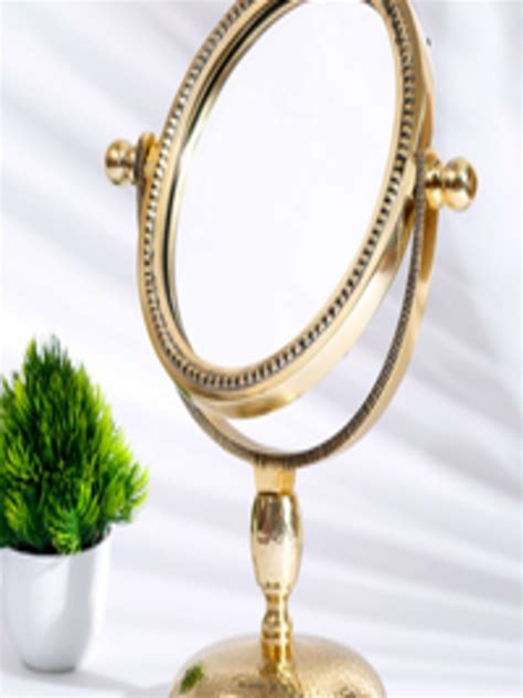 buy fabindia gold toned textured table top mirror mirrors for unisex 14788182 myntra