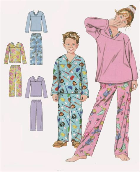 Oop Easy To Sew Girlsboys Pajamas Pants And Top Simplicity Etsy