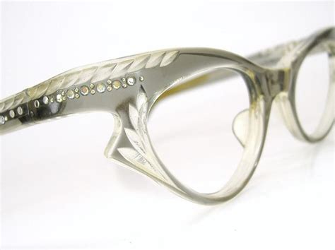 vintage translucent grey horn rim cat eye glasses eyeglasses 1950s eyewear frame with