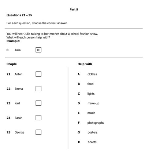 Teaching Together About A2 Key Listening Part 5 And How To Do Well