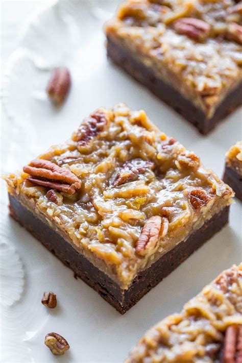 With any extra frosting, if you want to frost the side, use your spatula to spread an even layer. The Best German Chocolate Brownies (Averie Cooks) | German ...