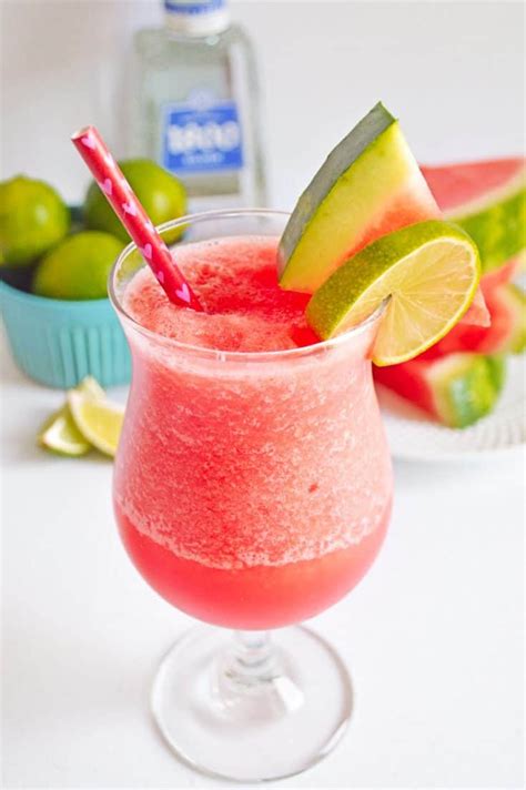 Frozen Watermelon Margarita Recipe Just 3 Ingredients Ice