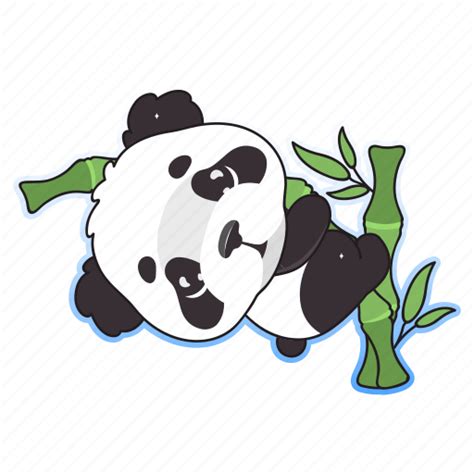 Kawaii Panda Bear Bamboo Branch Illustration Download On Iconfinder