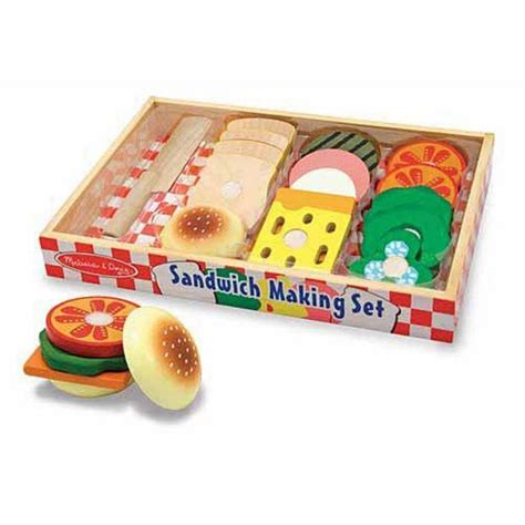 Melissa And Doug Sandwich Wooden Play Food Making Set