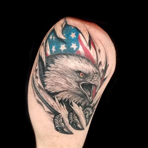 Eagle With American Flag Tattoo