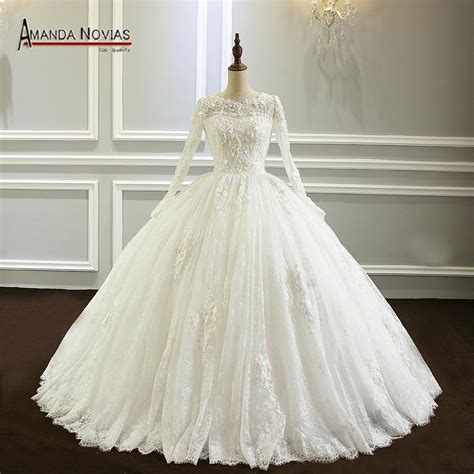 buy amanda novias vestido de noiva long sleeve lace wedding dress new from