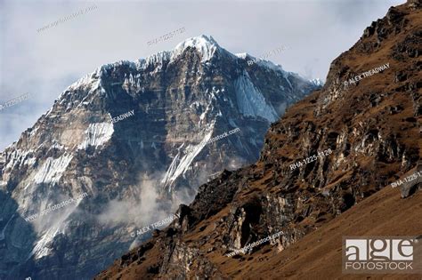 The Looming Face Of Jomolhari The Third Highest Mountain In Bhutan At