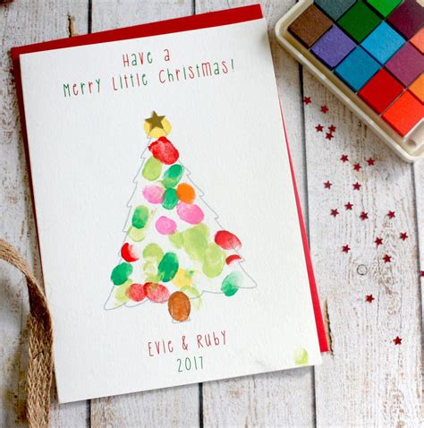 Personalised Finger Print Christmas Cards And Ink Pad By The Little