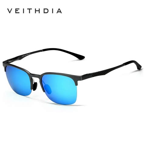 veithdia aluminum magnesium polarized sunglasses men sports sun glasses retro rimless male